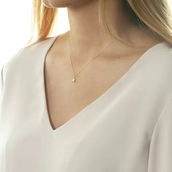 Leaf Jewelry Halskette Stern mit Diamanten, 18 K Gelbgold Blitzverkäufe