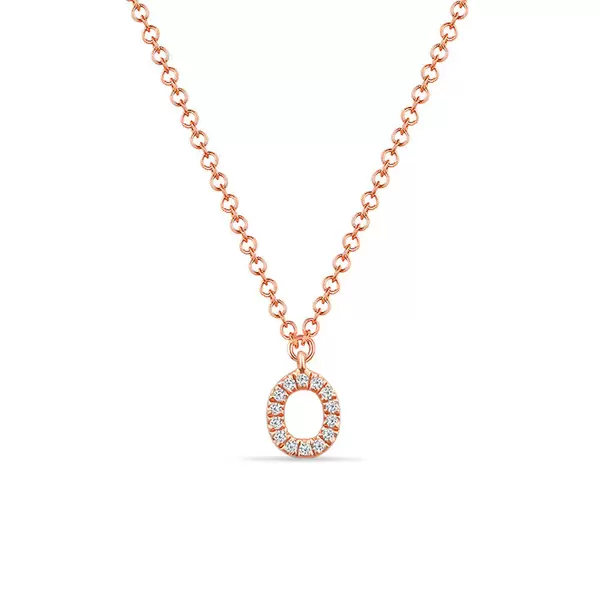 Leaf Jewelry Halskette Letter "O", 14 K Rosegold mit Diamanten Sonderangebot
