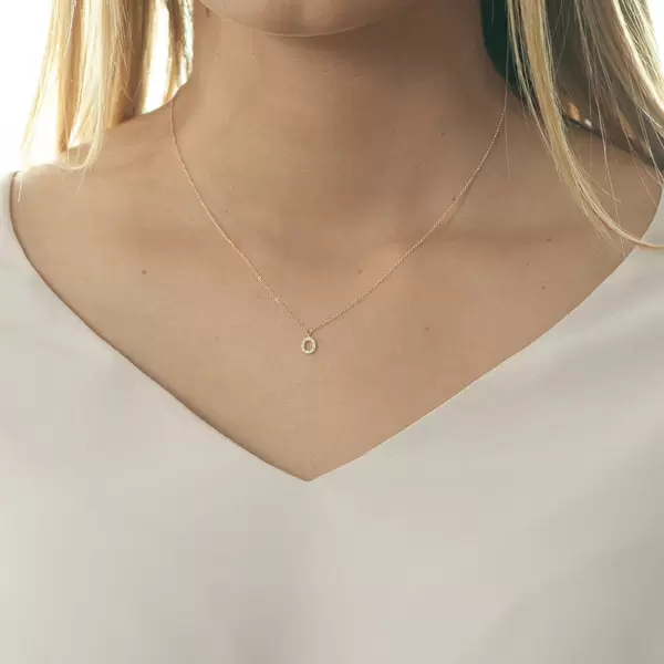 Leaf Jewelry Halskette Letter "O", 14 K Rosegold mit Diamanten Sonderangebot