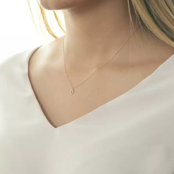 Leaf Jewelry Halskette Letter "O", 14 K Rosegold mit Diamanten Sonderangebot