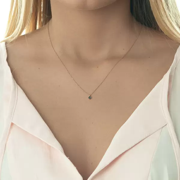 Leaf Jewelry Halskette Cabochon, Blauer Topas, 14 K Roségold Saisonschlussverkauf
