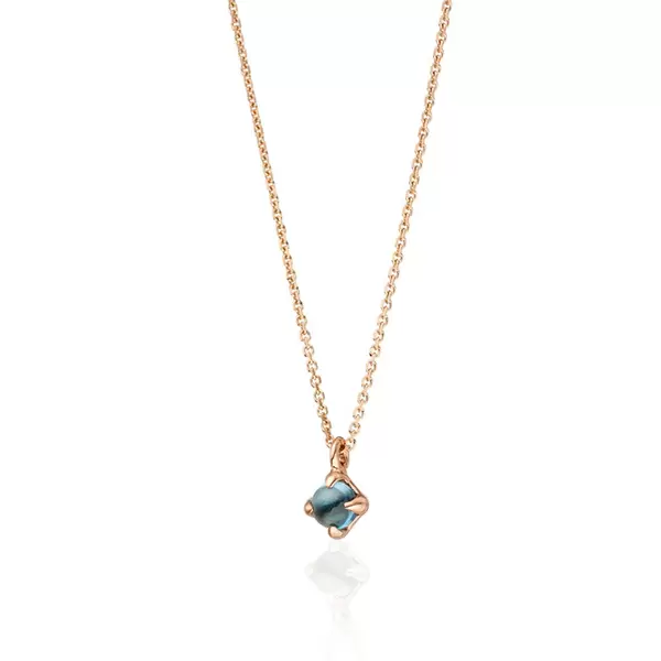 Leaf Jewelry Halskette Cabochon, Blauer Topas, 14 K Roségold Saisonschlussverkauf