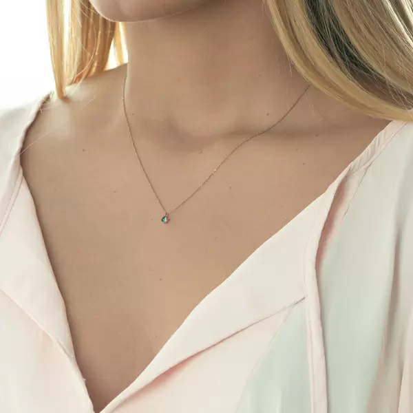 Leaf Jewelry Halskette Cabochon, Blauer Topas, 14 K Roségold Saisonschlussverkauf