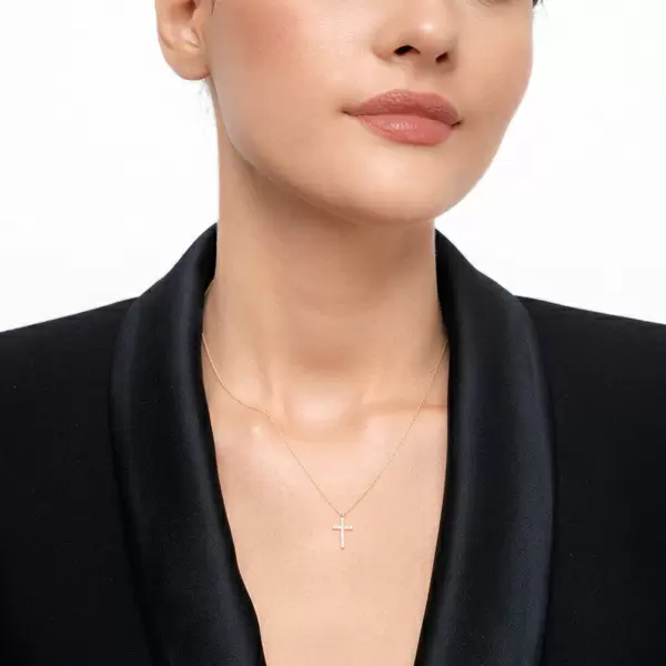 Leaf Jewelry Halskette Kreuz mit Diamanten, 18 K Gelbgold Cyber Monday