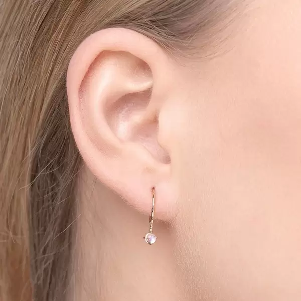Leaf Jewelry Ohrringe Cabochon, Mondstein, 14 K Gelbgold Vatertagsangebot
