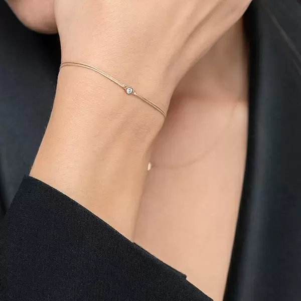 Leaf Jewelry Glücksbändchen "my first diamond", 14K Gelbgold, Beige Saisonale Angebote
