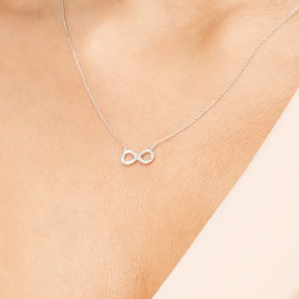 Leaf Jewelry Halskette Infinity mit Diamanten, 18 K Weissgold Tägliche Deals