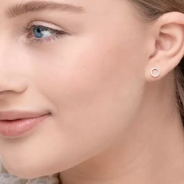 Leaf Jewelry Ohrringe Circle mit Diamanten, 18 K Rosegold Sonderangebote