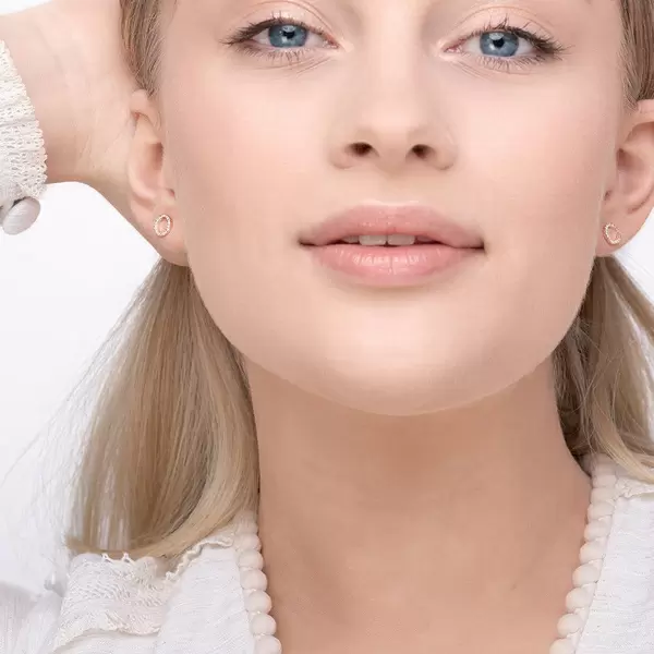 Leaf Jewelry Ohrringe Circle mit Diamanten, 18 K Rosegold Sonderangebote