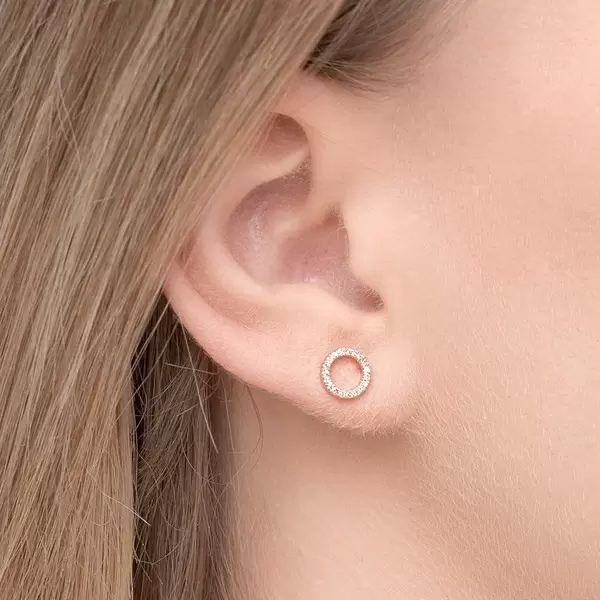 Leaf Jewelry Ohrringe Circle mit Diamanten, 18 K Rosegold Sonderangebote