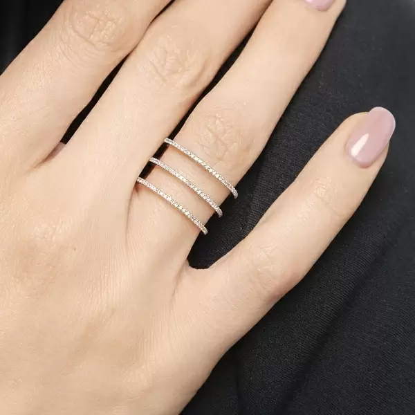 Leaf Jewelry Ring Triple mit Diamanten, 18K Gelbgold Riesige Ersparnisse