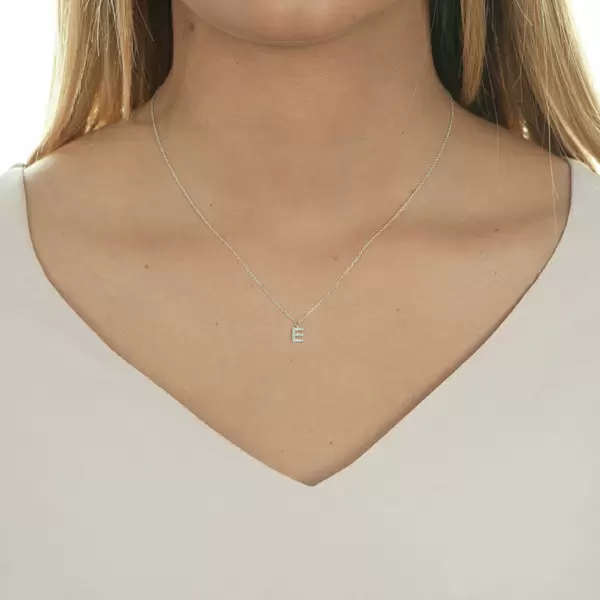 Leaf Jewelry Halskette Letter "E", 14 K Weißgold mit Diamanten VIP-Rabatte
