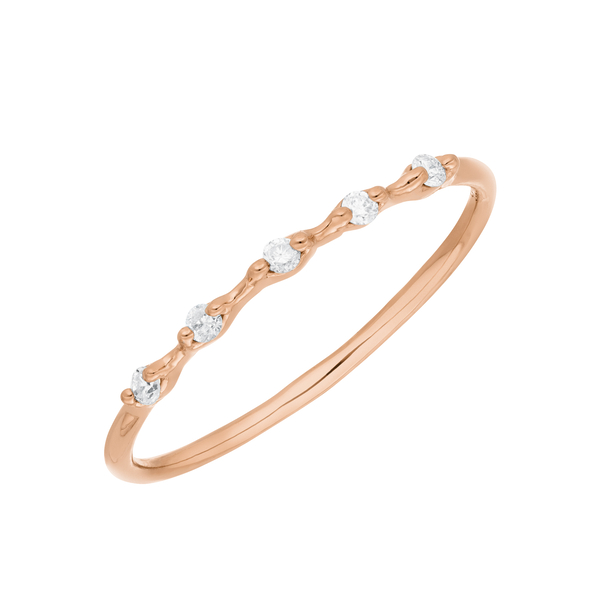 Leaf Jewelry Ring mit 5 Diamanten, 14K Rosegold Tiefpreis