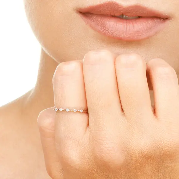 Leaf Jewelry Ring mit 5 Diamanten, 14K Rosegold Tiefpreis