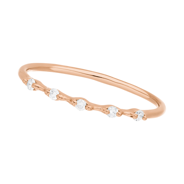 Leaf Jewelry Ring mit 5 Diamanten, 14K Rosegold Tiefpreis