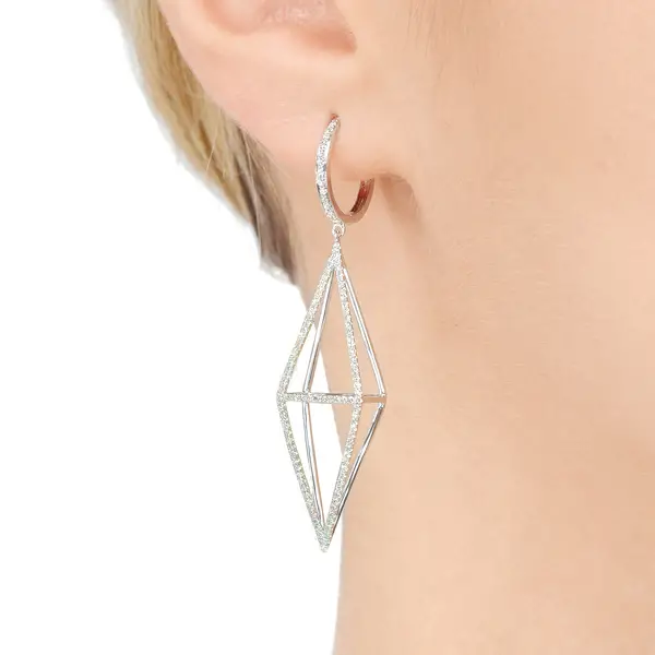 Leaf Jewelry Ohrringe Trapez mit Diamanten, 18 K Gelbgold Kostenlose Rückgabe