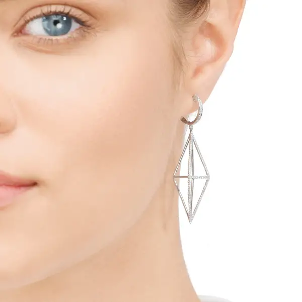Leaf Jewelry Ohrringe Trapez mit Diamanten, 18 K Gelbgold Kostenlose Rückgabe