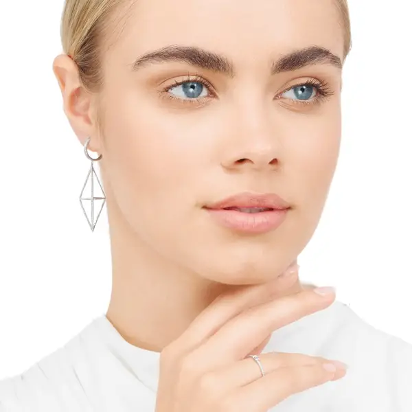 Leaf Jewelry Ohrringe Trapez mit Diamanten, 18 K Gelbgold Kostenlose Rückgabe