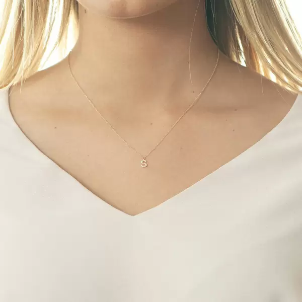 Leaf Jewelry Halskette Letter "S", 14 K Rosegold mit Diamanten Begrenzte Freigabe