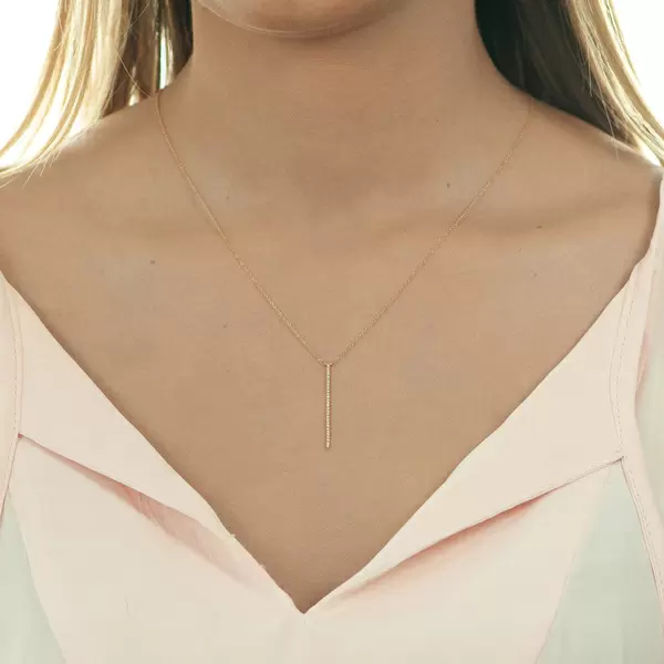 Leaf Jewelry Halskette Bar Diamanten, 18 K Rosegold Neueste Stile
