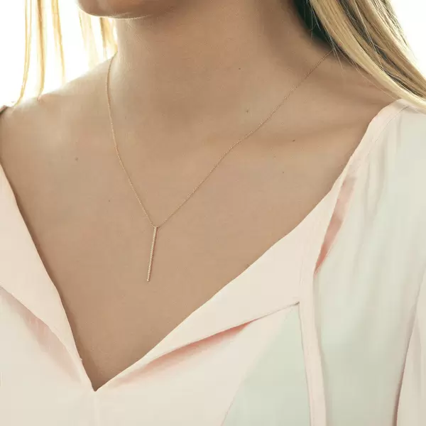 Leaf Jewelry Halskette Bar Diamanten, 18 K Rosegold Neueste Stile