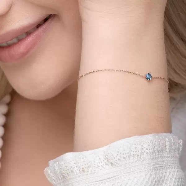 Leaf Jewelry Armkette Cabochon, Blue Topaz, 14 K Rosegold Zeitbegrenzte Promotion