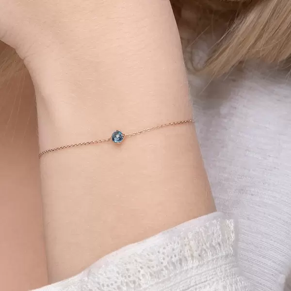 Leaf Jewelry Armkette Cabochon, Blue Topaz, 14 K Rosegold Zeitbegrenzte Promotion