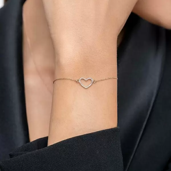 Leaf Jewelry Armkette Heart mit Diamanten, 18 K Roségold Nur für heute