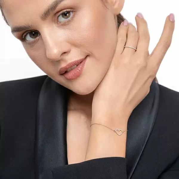 Leaf Jewelry Armkette Heart mit Diamanten, 18 K Roségold Nur für heute