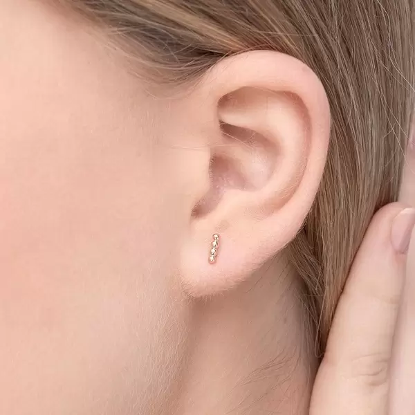 Leaf Jewelry Ohrstecker 4 Kugel, 14K Rosegold Sonderangebot der Fabrik