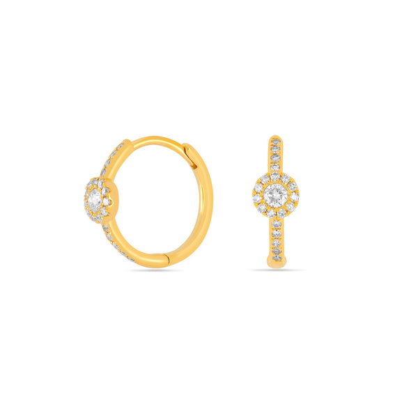 Leaf Jewelry Creolen Pave II, 14K Gelbgold Bis zu 55% Rabatt