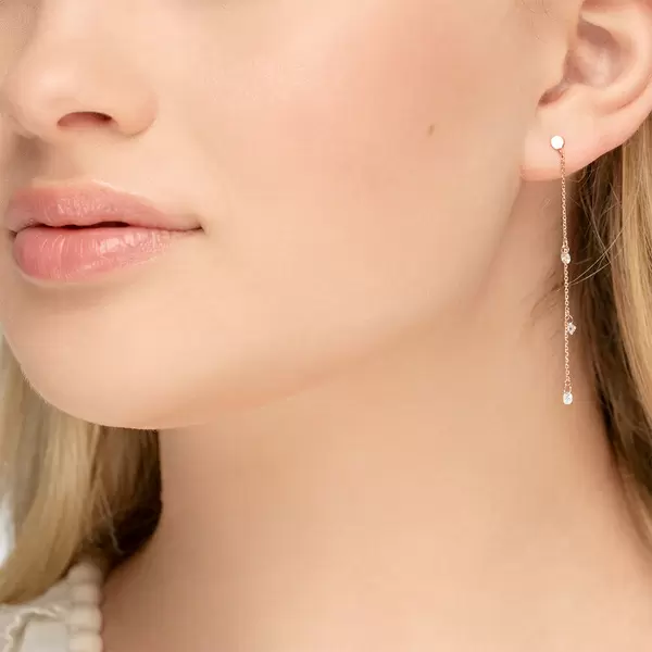 Leaf Jewelry Ohrringe Pure Chain mit Diamanten, 18 K Rosegold Speichern exportieren