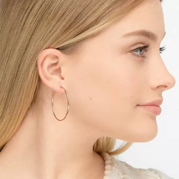 Leaf Jewelry Creole Rund L, 40mm, 14 K Rosegold 50% Rabatt für begrenzte Zeit