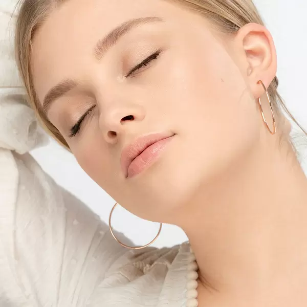 Leaf Jewelry Creole Rund L, 40mm, 14 K Rosegold 50% Rabatt für begrenzte Zeit