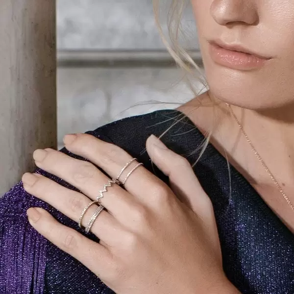 Leaf Jewelry Ring Double mit Diamanten, 18 K Gelbgold Outlet