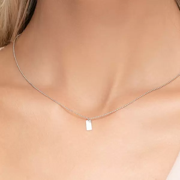 Leaf Jewelry Halskette Tiny Dog Tag, 14 K Weißgold Angebote
