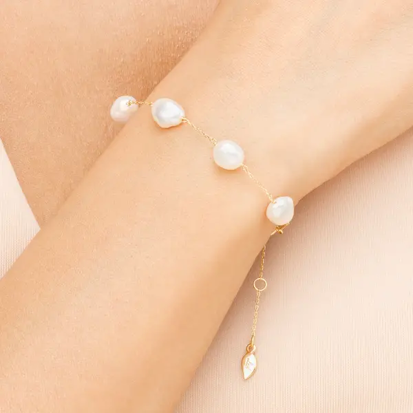 Leaf Jewelry Armkette Barock Pearls, 14K Gelbgold im Angebot