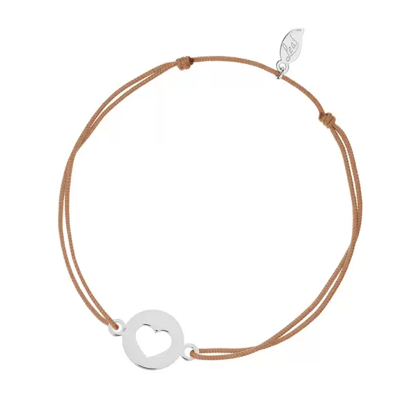 Leaf Jewelry Glücksbändchen Heart, 14 K Weißgold, Beige Kostenloser Versand