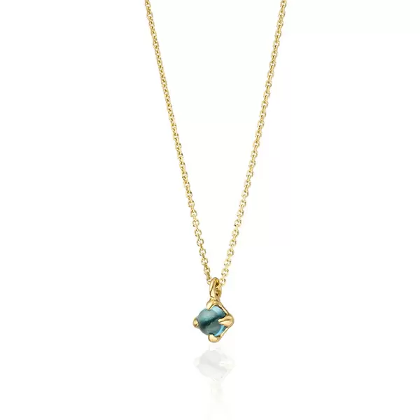Leaf Jewelry Halskette Cabochon, Blauer Topas, 14 K Gelbgold Limitierter Zeitrabatt