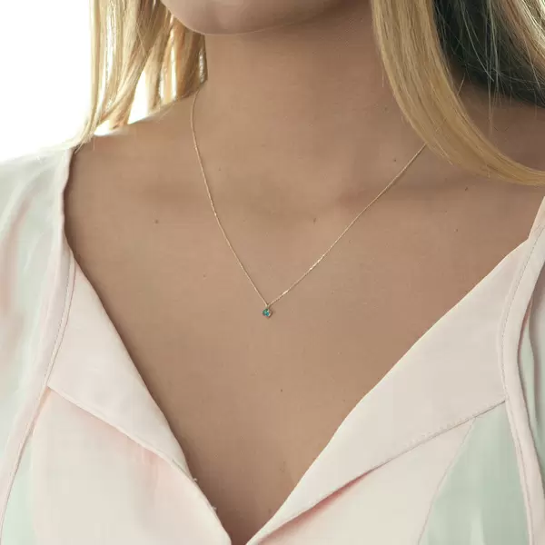 Leaf Jewelry Halskette Cabochon, Blauer Topas, 14 K Gelbgold Limitierter Zeitrabatt