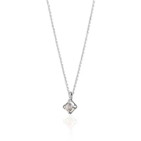 Leaf Jewelry Halskette Cabochon, Mondstein, 14 Weißgold Großer Ausverkauf