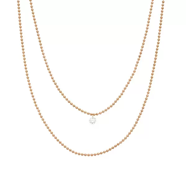 Leaf Jewelry Halskette Pure Double, Diamant, 14 K Rosegold Begrenztes Angebot