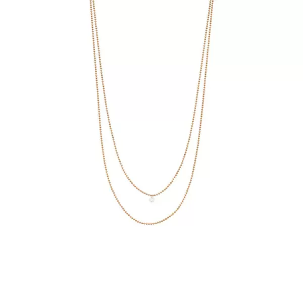 Leaf Jewelry Halskette Pure Double, Diamant, 14 K Rosegold Begrenztes Angebot