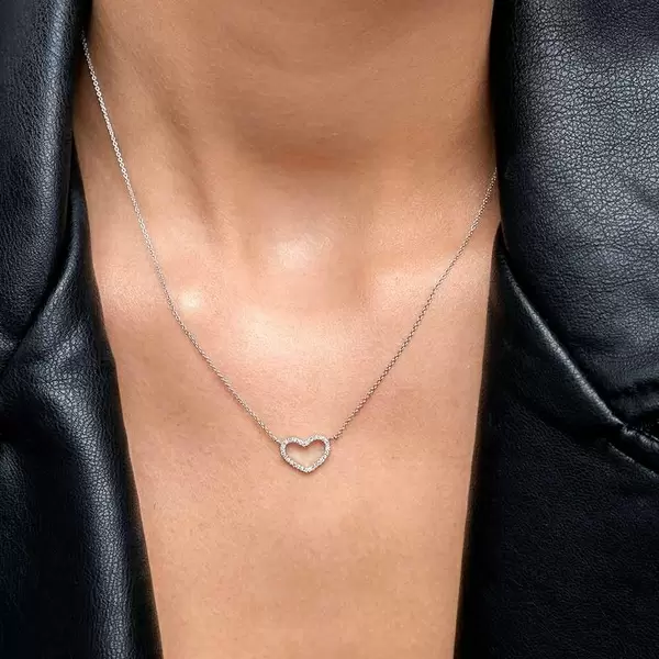 Leaf Jewelry Halskette Heart mit Diamanten, 18 K Weissgold Exklusivangebot