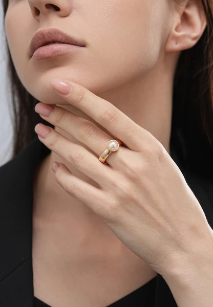 Leslii Ring gold Perle Riesige Rabatte