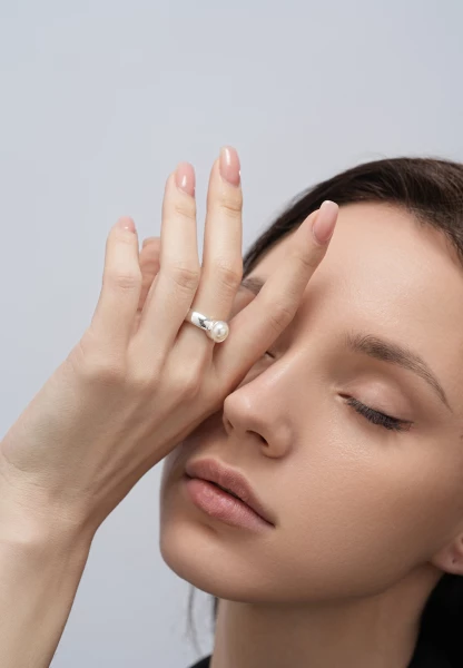 Leslii Ring silber Perle Kostenloser Versand international