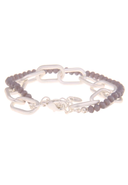 Leslii Armband Glieder Glasperlen in Silber Grau Letzter Tag