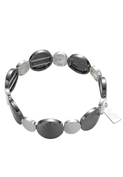 Leslii Armband Round Look in Silber Schwarz Super Rabatt