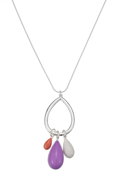 Leslii Lange Kette Tropfen in Silber Lila Cyber Monday