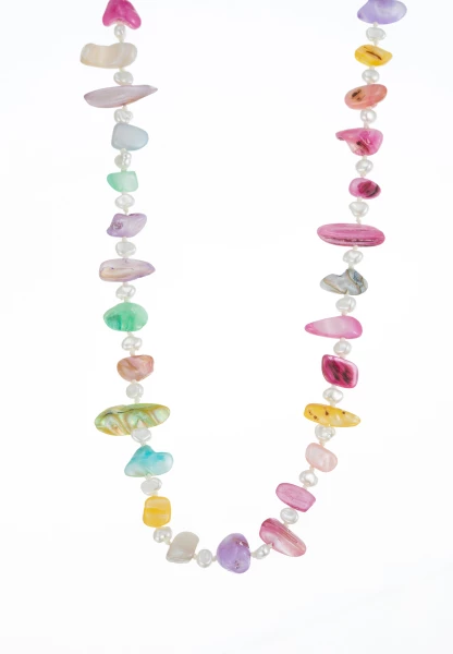 Leslii Lange Kette Perlmutt-Splitter Perlen Bunt Osterangebot